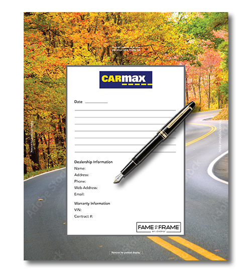 Dealer-branded card back with personal note