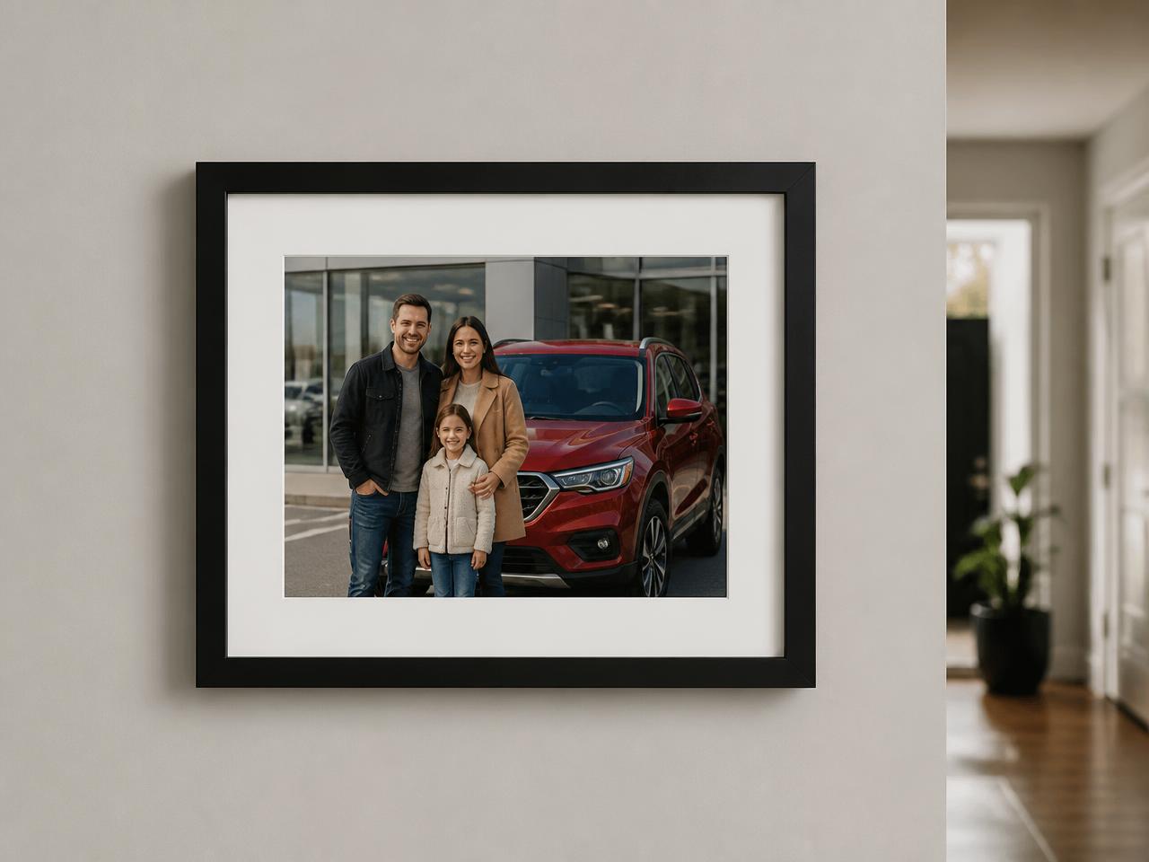 Black frame, white mat — landscape 7×5 on a wall